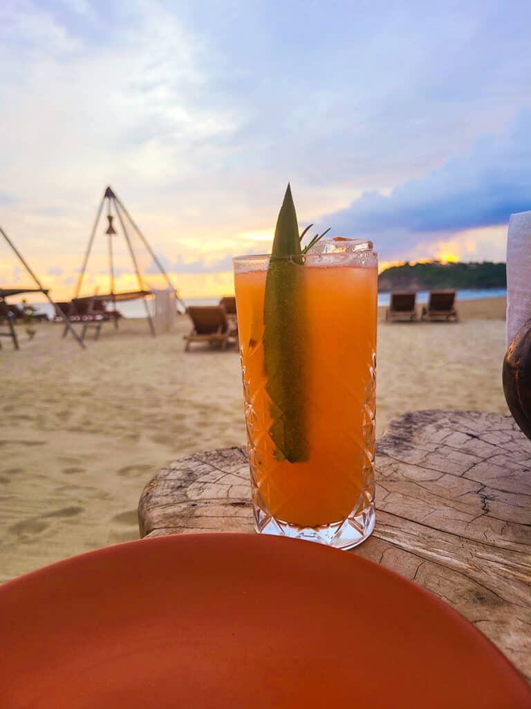 Cocktails on the beach are a rite of passage in Puerto Escondido and one of the most relaxing things to do.