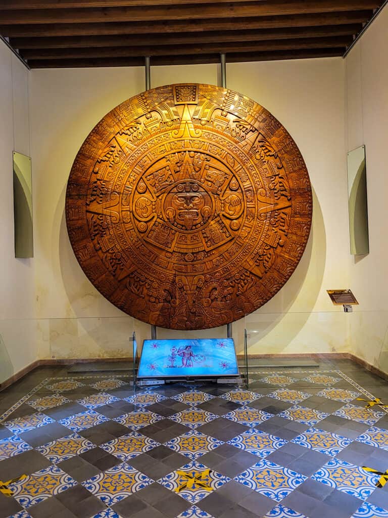 The calendar museum in Queretaro features a scale replica of the Aztec Sun Stone in Mexico City.