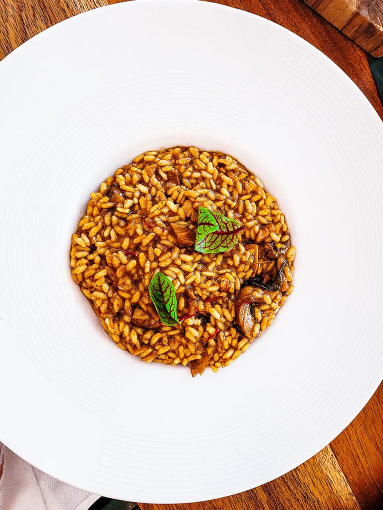 A well-seasoned and delicious Mexican style risotto dish served at Blanco Colima.